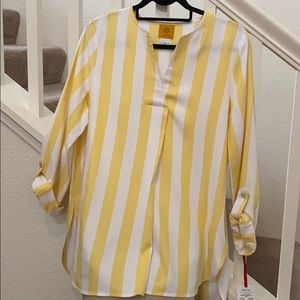 Ruby Rd. Yellow/White striped blouse